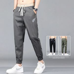 Summer masculino macio lyocell tecido de corrida calças casuais masculino harajuku harém harém coreano Hip hop calça calça de moletom mais tamanho 240429