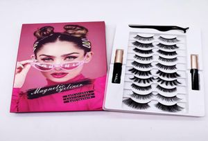 Makeup Magnetic Eyeliner and Eyelashes Kit 10 Pairs Reusable Silk False Lashes with 2 Liquid Eyeliner Tweezer No Glue 5D 6D Lashes4797824