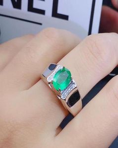 Naturalny Emerald Pierścień 925 Srebrny srebrny 57 mm kamień szlachetny biżuteria do MAN9561495