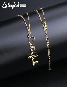whole Handwriting Jewelry Custom Signature Pendant Collier Femme Vertical Personalized Custom Name Necklace For Women Gift4026230