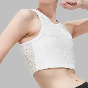 Women's Tanks Hollow Out Breathable Chest Binder Women Lesbian FTM Corset Top Summer Thin Short Vest Underwear Les Tank Shaper Bustier