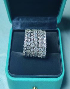 Full Zircon Ring Asla Soluk Köpüklü Takı 925 STERLING Gümüş Prenses Kesme Beyaz CZ Elmas Promise Düğün Gelin Doğum Günü GI2288024