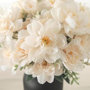 Decorative Flowers Artificial Orchids Lotus Tea Rose Bouquet Bride For Wreath Fake Flower Home Table Wedding Festival Decor DIY Arrangement