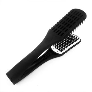Hairdressing Straightener Nylon Hair Straightening Double Brushes V Shape Comb 240424