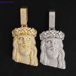 Necklaces Sier Moissanite Pendant Hip Hop Jesus Jewelry Passes Diamond Test