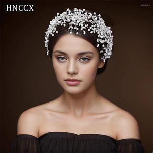 Headpieces hnccx brud rhinestone underbara pannband bröllop huvudstycke för elegants kvinna handgjorda pärlstavar krona hårprydnad hp389