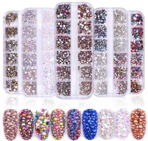 Tatyking 8 Styles Nail Art Rhinestones Kit Rhinestones Studs unhas Half Pearl Horse Eye Rhinestones Art Craft Diy3430225