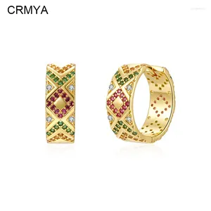 Hoop Earrings CRMYA Copper Gold Plated For Women Vintage Color CZ Zircon Piercing Big Circle 2024 Jewelry Wholesale