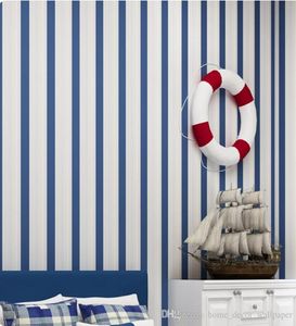 Modern moda moda horizontal branco azul listrado papel de parede rolo vertical infantil para a parede sala de estar papel de parede Bedroom3179024