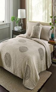 Europa broderad täcke set 3st Solid Bedding Cotton Quilts quiltad sängöverdrag för säng täcker sängäcke king size coverlet set2764464