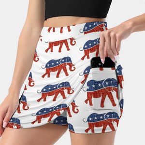 Kjolar glitter tryck republikansk elefant koreansk mode kjol sommar för kvinnor lätt bevis byxor