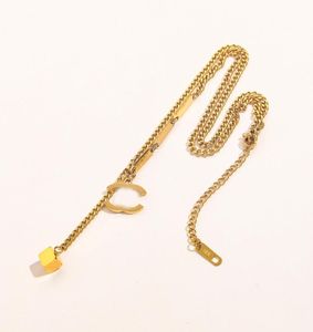 Never sbiading 18k Gold Brant Brand Designer Double Letter Necklaces Crystal Rhinestone Cristallo in acciaio inossidabile girocollo NECK9789457