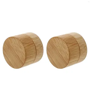 Garrafas de armazenamento 2 PCs Bamboo Creme Jar Lip Recifres