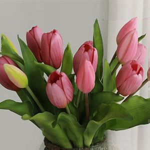 Fiori decorativi fascio di tulipani artificiali con 7 tulipani falsi bouquet per cerimonie di nozze decorazione per la casa