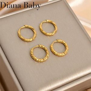 Hoop Earrings Luxury Quality Round Circle For Women Fashion Simple Stainless Steel Small Ear Jewelry Gothic Jewellery Gifts