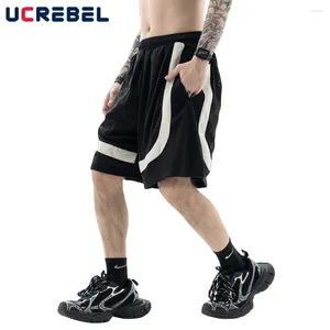 Pantaloncini da uomo giunti da uomo streetwear estivo streetwear gamba larga elastica elastica da basket pantaloni corti uomini