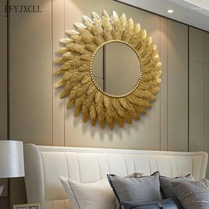 Decorative Figurines Living Room Wall Decoration Mirror Porch Background Pendant European Creative Home Iron Hanging