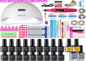 Nagelkonstsatser Set UV LED -lamptork med 1812 PCS Gel Polish Kit Soak Off Manicure Tools Electric Drill6400870