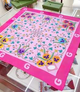 Seidenschalkopfschal für Frauen luxuriöser Schal High End Classic G -Buchstabenmuster Designer Schalschalte Neues Geschenk einfach zu passen, weicher Touch Pink