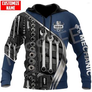 Herren Hoodies Fashion Custom Name Cosplay Mechanic Worker Machinery Retro Tracksuit 3Dprint Harajuku Casual Pullover Jacke lustig c