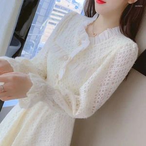 Abiti casual abiti a maniche lunghe donne ispessimento autunno tenera tenera bianca elegante classica classica moda ulzzang elegante quotidiano v277