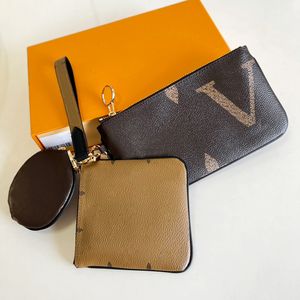 Designer 3 peças Bolsa de embreagem Mens feminino Bolsa de embreagem portátil 3 em 1 Titular de cartões -chave Caixa Caixa de fabricação Caixa de armazenamento da carteira de armazenamento Caixa de bolso