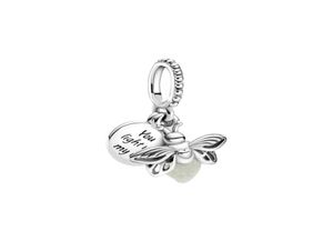 Nowy 925 Sterling Srebrny Luminous Firefly Charm Charm Ladie