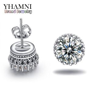 Yhamni New Arrima Sell Super Shiny Diamond 925 Sterling Silver Ladies Stud Crown Earrings Jewelry Whole E1002902366