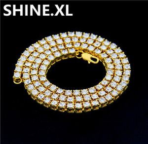 Bling Bling New 1 Row Tennis Halsklear 202224 Zoll Silber Finish Labor Erstellt Diamanten 4mm ECED Out Solitaires9310078