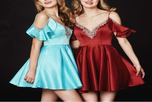 Newest Spaghetti Straps Beads Homecoming Dresses Backless Juniors Capped Cocktails Short Prom Dress Party Ball Gowns Graduation Cl9183460