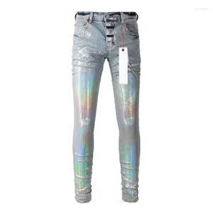 Kvinnors byxor lila roca märke jeans mode av hög kvalitet gata beläggning silver reparation låg stigande mager denim