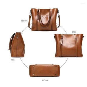 Bag Women Oil Wax Women's Leather Handbags Luxury Lady Hand Bags With Purse Pocket Messenger Big Tote Sac Bols