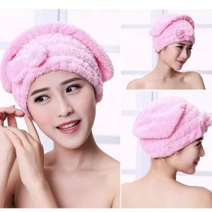 Duschkappe für Frauen Haardeckel Mikrofaser Schnelles Haar trocknen Bad Spa Bowknot Wrap Handtuchhutkappe für Bad Badezimmerzubehör