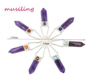 Reiki Pendulum 7 Chakra Pärlor Hexagon Prism Magic Wand Energy Pendant Natural Stone Charms Healing Amulet Jewelry8286762