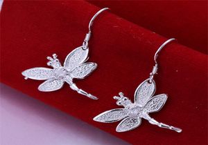 Women039S Sterling Silver Mettated Stone Dragonfly Charm Earrings GSSE009 Fashion 925 Silver Plate Earing Jewelry Gift3536477