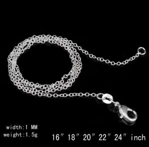 925 Sterling Silver Necklace Rolo Quot O Quot Chain Necklace Jewelry 1mm 16039039 24039039 925 Silver DIY Chai5609452