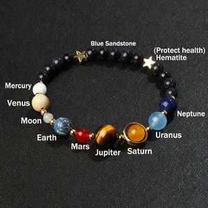 Universe Galaxy Eight Planets Armband Solar System Guardian Star Natural Stone Pärlor Armband för kvinnor Fashion Par Smycken 240423