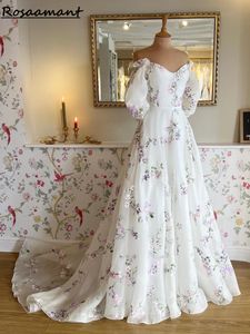 Drukuj suknie ślubne kwiatowe z brzegowych sukni ślubnych dla panny młodej szatę de Mariee plaż