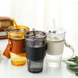 Şarap bardak saman su fincan cam basit rahat kahve kapak ve renk bambu taşınabilir düz içme