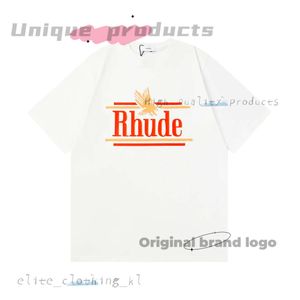 Mode Cotton Rhude Shirt Rhude T Shirt Högkvalitativ trendig helt ny modell Mens Tshirt Designer Streetwear Summer Clothes Classic Man Sailboat Print Short 702