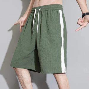 メンズショーツ2024夏のファッションルーズアイスシルクショートパンツメンレジャースポーツビーチ男性ポケットストレートG52