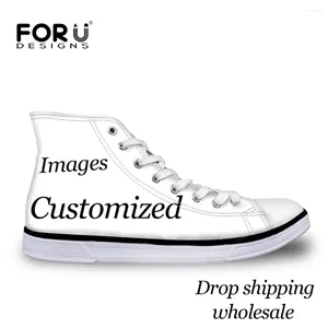 Casual Shoes FORUDESIGNS Custom Images Or Men High Top Canvas Classis Lace-up Vulcanized Fashion Students Boys Flat