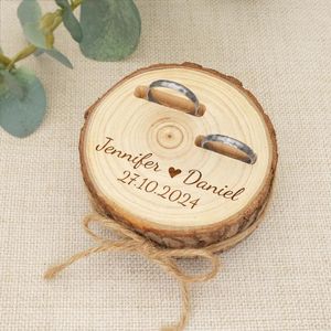 Party Supplies Custom Wedding Ring Box Personalized Wooden Rings Rustic Engagement Holder Proposal Pillow