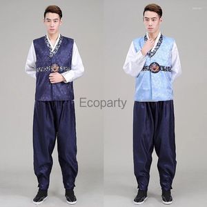 Sahne Giyim Erkekler Geleneksel Kore Giyim Hanbok Erkekler için Gömlek Pantolon Dans Kıyafetleri Festivali Performans Kostümü