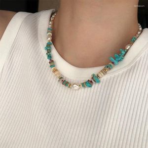 Pendants Natural Irregular Turquoise Freshwater Pearl Beads Necklace For Women Shell 925 Silver Handmade Energy Blessing Choker