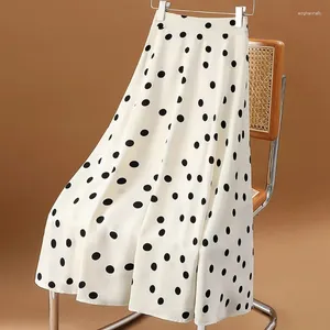 Kjolar polka dot bustier kvinnlig stor storlek sommar mode pendlare chic elegant mid-längd hög midja tryckt chiffong a-line kjol