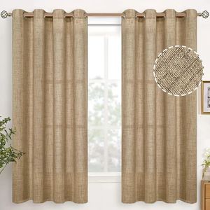 Tiul Sheer Curtain for Sali Beige Faux Linen Kitchen Naturalne teksturowane światło 240429