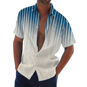 Männer lässige Hemden männlich zart gut aussehend für Männer niedriger Preis Turnenkragen Kurzärmel bedruckte Bluse geschnitten Camisa Maskulina