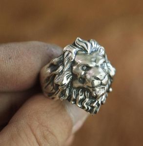 LINSION 925 Sterling Silver King of Lion Ring High Details Mens Biker Punk Ring TA109 US Size 7 to 154877264