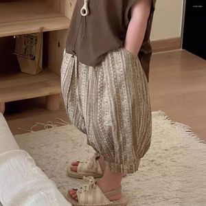 Hose Jungen Hosen 2024 koreanische Sommerblüten Streifte süße Pastoraldruck Mode Vintage Loose Children